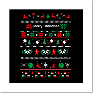 Ugly Christmas Sweater style Pickelball Posters and Art